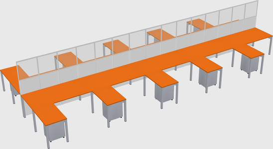 Shared l-shape cubicle