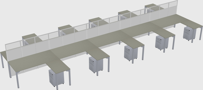 Shared l-shape cubicle