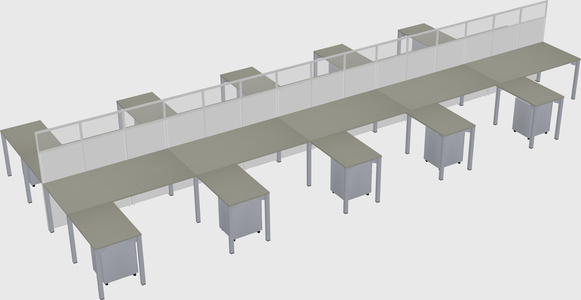 Shared l-shape cubicle