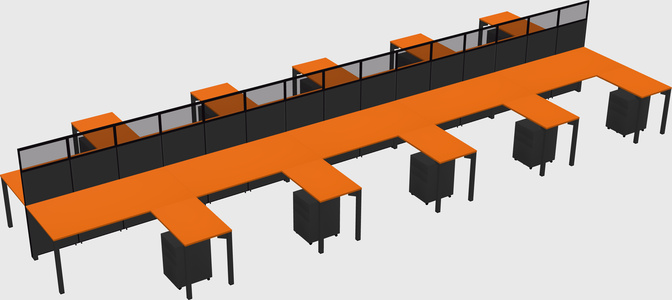 Shared l-shape cubicle
