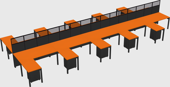 Shared l-shape cubicle