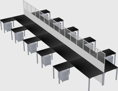 Shared l-shape cubicle