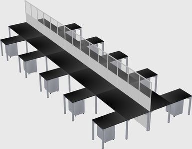 Shared l-shape cubicle