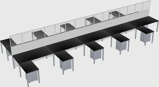 Shared l-shape cubicle