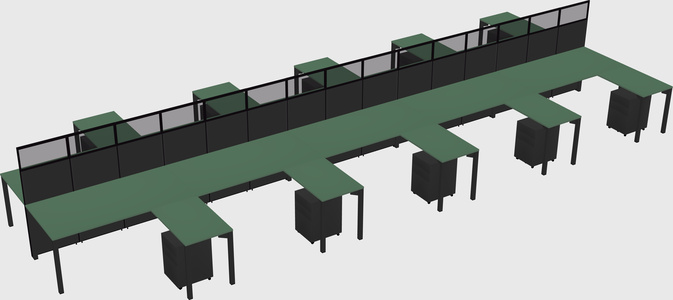 Shared l-shape cubicle