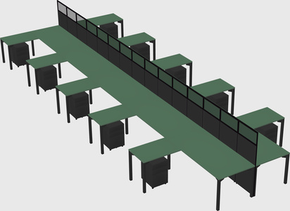 Shared l-shape cubicle
