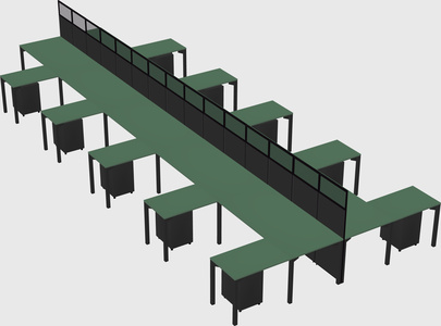 Shared l-shape cubicle