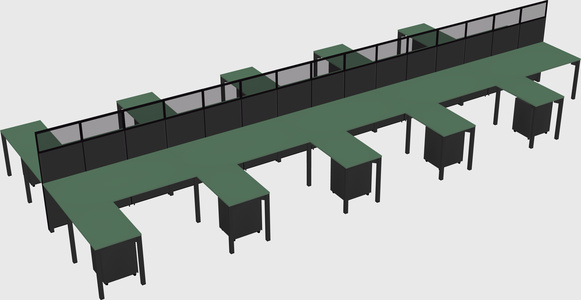 Shared l-shape cubicle
