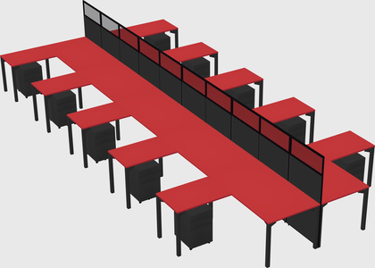 Shared l-shape cubicle