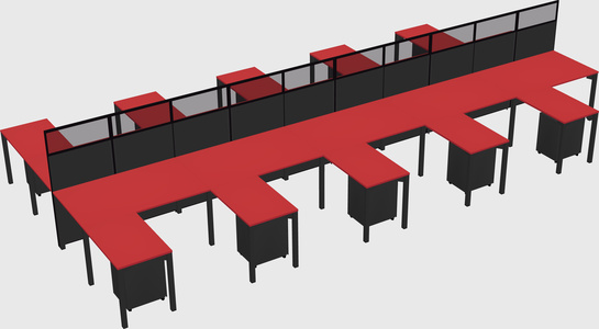 Shared l-shape cubicle