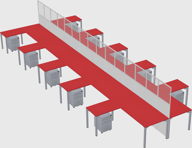 Shared l-shape cubicle