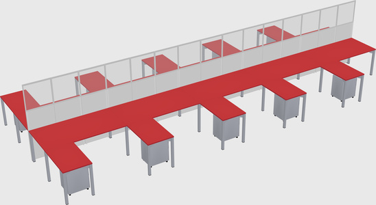 Shared l-shape cubicle