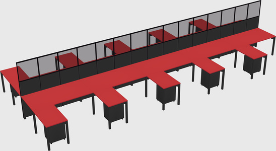 Shared l-shape cubicle