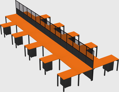 Shared l-shape cubicle
