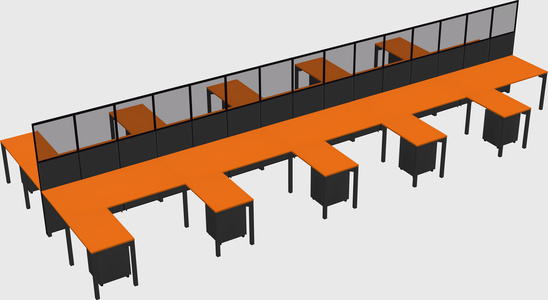 Shared l-shape cubicle