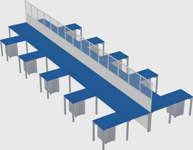 Shared l-shape cubicle