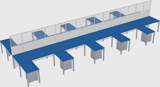 Shared l-shape cubicle