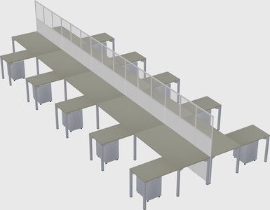 Shared l-shape cubicle