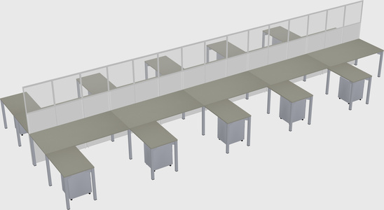 Shared l-shape cubicle