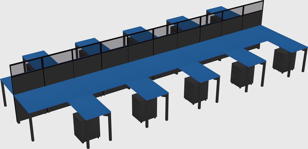 Shared l-shape cubicle