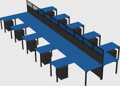 Shared l-shape cubicle