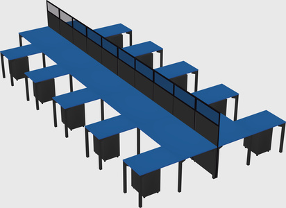 Shared l-shape cubicle