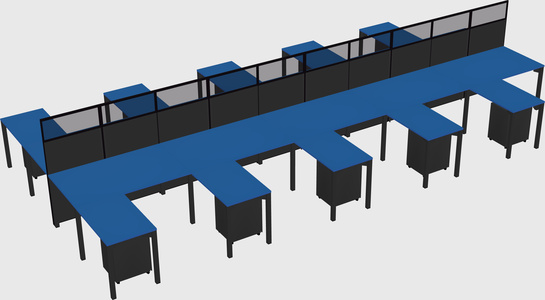 Shared l-shape cubicle