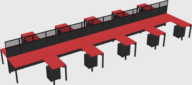 Shared l-shape cubicle