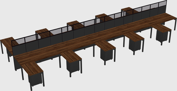 Shared l-shape cubicle
