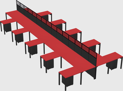 Shared l-shape cubicle