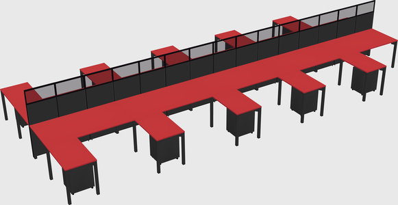 Shared l-shape cubicle