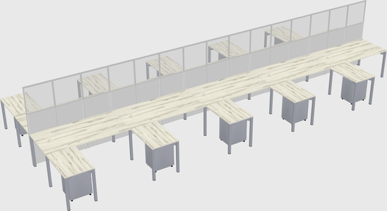 Shared l-shape cubicle