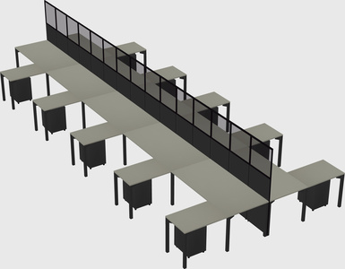 Shared l-shape cubicle