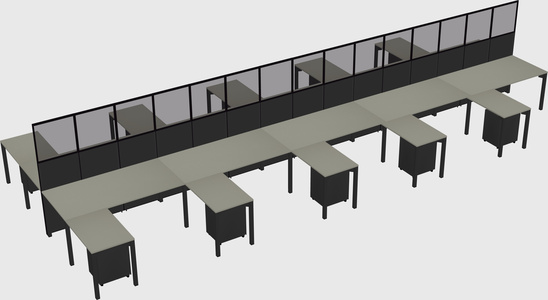 Shared l-shape cubicle