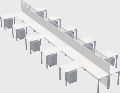Shared l-shape cubicle