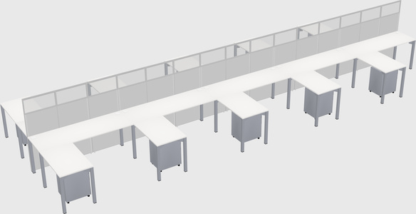 Shared l-shape cubicle