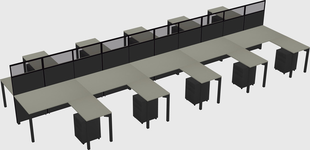 Shared l-shape cubicle