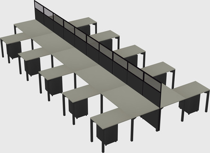Shared l-shape cubicle