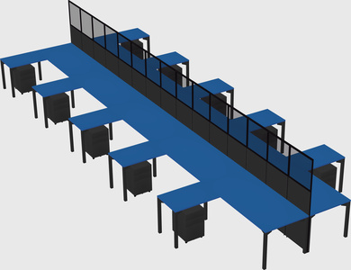 Shared l-shape cubicle