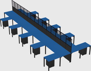 Shared l-shape cubicle