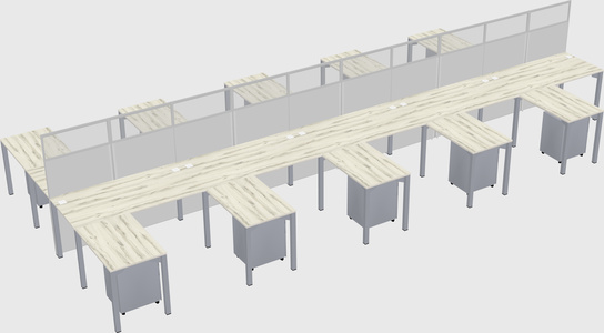 Shared l-shape cubicle