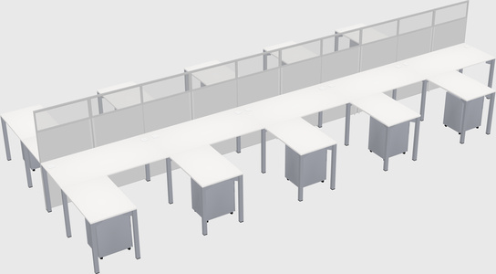 Shared l-shape cubicle