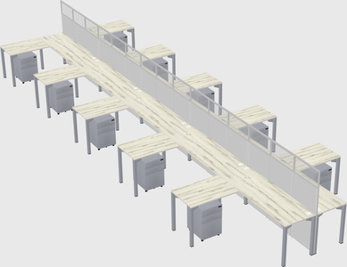 Shared l-shape cubicle