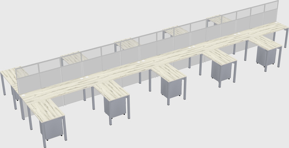 Shared l-shape cubicle