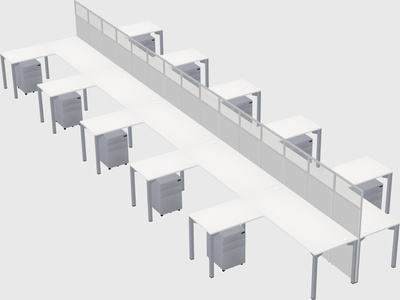 Shared l-shape cubicle