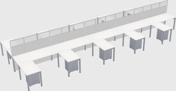 Shared l-shape cubicle