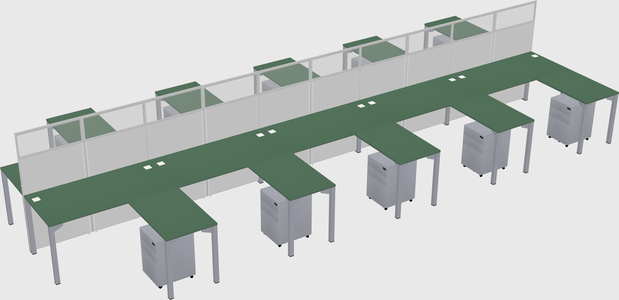 Shared l-shape cubicle
