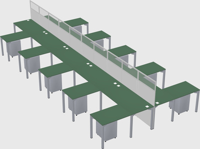 Shared l-shape cubicle