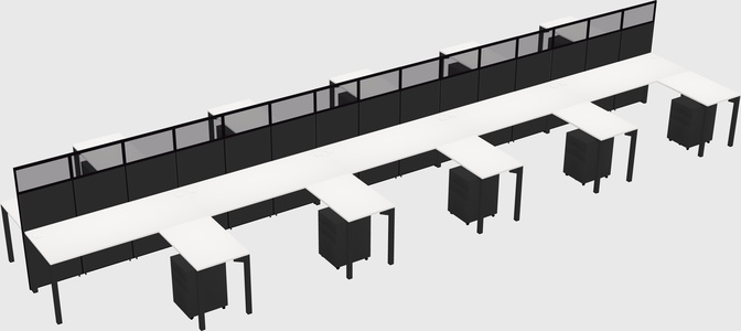 Shared l-shape cubicle
