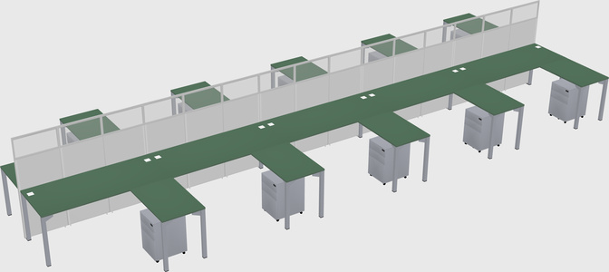 Shared l-shape cubicle